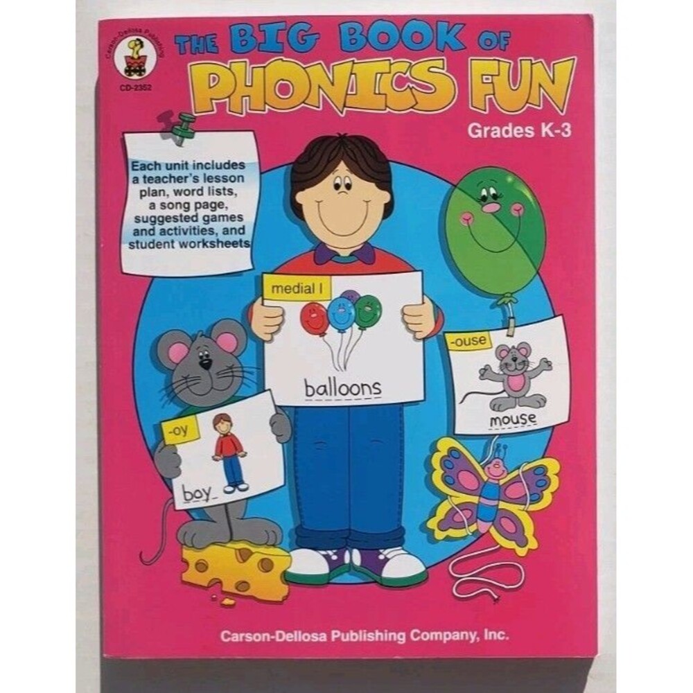 Vintage NOS Carson Dellosa The Big Book of Phonics Fun Grades K-3 NEW